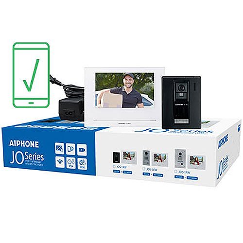 Aiphone JOS-1AW JO Series Mobile-Ready Box Set with Standard, Surface-Mount Door Station, 7" Video Set