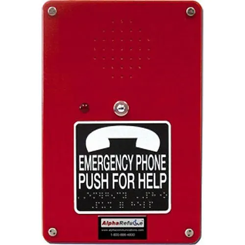 Alpha RCB2100NR NEMA-4 Watertight Refuge Call Box for AlphaRefuge 2100 Series, Remote 24V Power, Surface, Fiberglass, Red