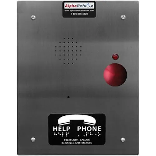 Alpha RCB2100SFRM Refuge Call Box with Mushroom Button for AlphaRefuge 2100 Series, Remote 24V Power, Flush, Stainless Steel