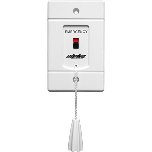 Alpha SF117/2A Emergency Pull Cord Station with Sliding Red Indicator, Adjustable Pull Cord, White Faceplate