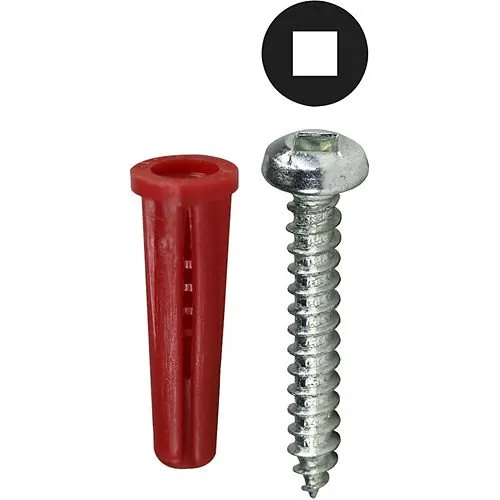 Dottie RD3DD #8 Red Conical Anchor Kit with Pan Head Square Drive Screws