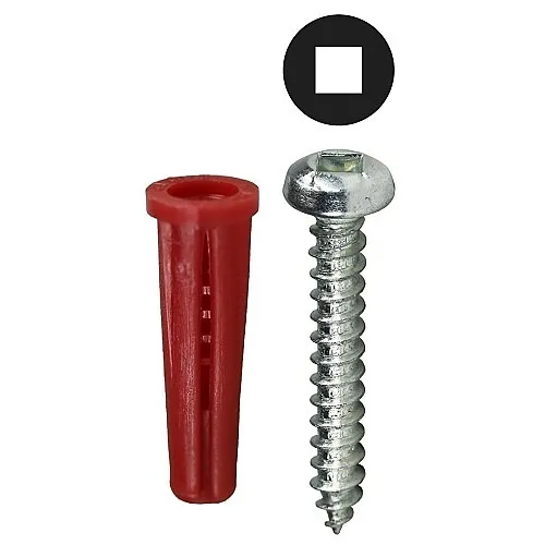 Dottie RD3DDTP Anchor, #8 Red Conical Anchor Kit with Pan Head Square Driver