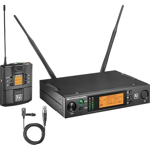 Electro-Voice RE3-BPCL UHF Wireless Set with CL3 Cardioid Lavalier Microphone, RE3-BPT Bodypack Transmitter, RE3-RX Diversity Receiver