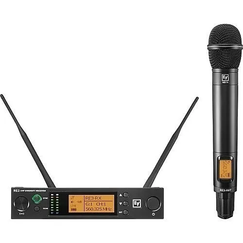 Electro-Voice RE3-ND76-6M UHF Wireless Dynamic Cardioid Microphone Kit, 3-Piece, Includes ND76-RC3, RE3-HHT, and RE3-RX