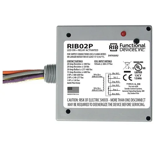 Functional Devices RIB02P Enclosed Relay 20A DPDT 208-277VAC