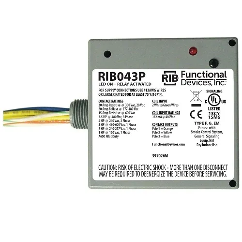 Functional Devices RIB043PNC Enclosed Relay, 480VAC