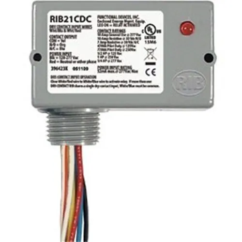 Functional Devices RIB21CDC Enclosed Relay 10A SPDT, Class Dry Contact Input, 120-277V AC Power Input
