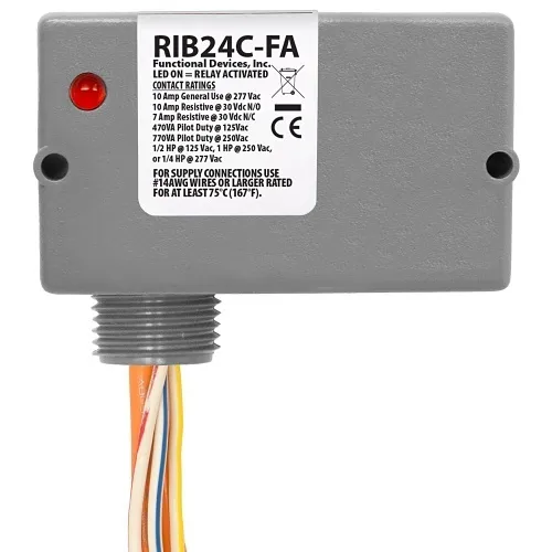 Functional Devices RIB24C-FA Enclosed Relay, 10A, SPDT, Polarized 24VDC, 24VAC