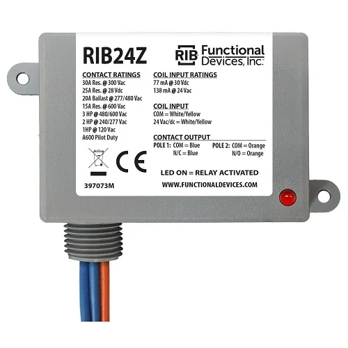 Functional Devices RIB24Z Enclosure Relay 30A Amplifier 24V Vacuum/DC