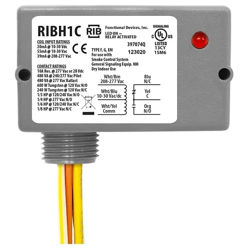 Functional Devices RIBH1C Enclosed Pilot Relay, 30VAC/DC, 10A