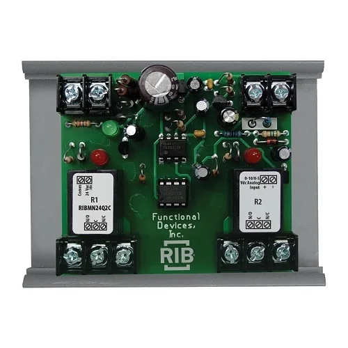 Functional Devices RIBMN24Q2C I/O Expander, 2-Output, 24 V AC / DC Power Input, 0-10 V DC / 0-5 V DC Control Input, 2.75" Track Mount