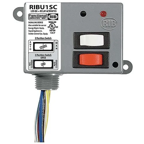 Functional Devices RIBU1SC Enclosed Pilot Relay 10A SPDT Override with 10-30V AC/DC/120V AC Coil