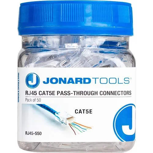 Jonard Tools RJ45-550 Rj45 Cat5e Pass-Through Connectors, 50-Pack