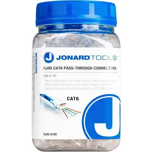 Jonard Tools RJ45-650 Rj45 CAT6 Pass-Through Connectors, 50-Pack