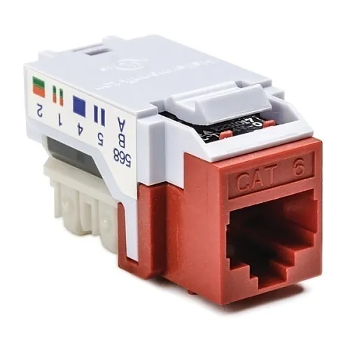 HellermannTyton RJ45FC6-RED CAT5(e) RJ45 Flush Mount Keystone Jack, Red
