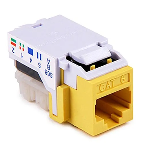 HellermannTyton RJ45FC6-YEL CAT6 Modular Keystone Jack, Plenum Rated, Yellow