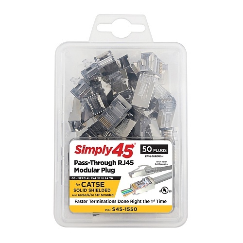 Simply45 S45-1550 CAT5e Shielded Internal Ground, Pass Through Rj45