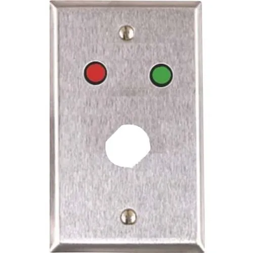 Alarm Controls RP-06 Remote Wall Plate with Double "D" Hole for Medeco Lock, 1/4" Red and Green LEDs, Single Gang, Stainless Steel