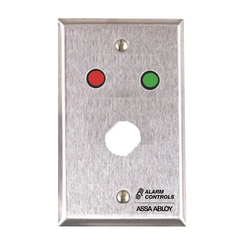 Alarm Controls RP-08 Single Gang Remote Wall Plate, Double D Hole for Medeco Lock, Red LED Indicator