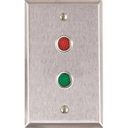 Alarm Controls RP-09L Remote Wall Plate, LEDs Vertical Mounting, Single Gang, Stainless Steel