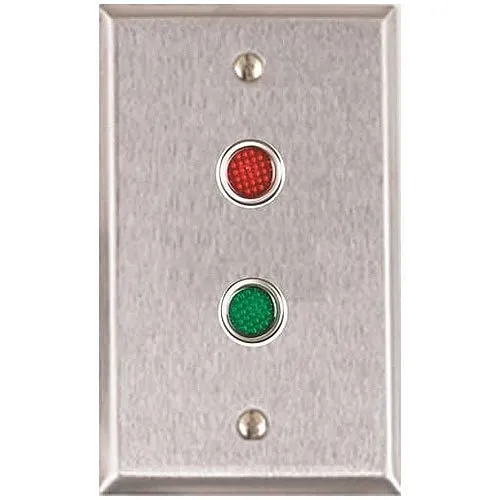 Alarm Controls RP-09L302 Remote Wall Plate with 1/2" Red and Green LEDs, Mounted Vertically, 302 Stainless Steel