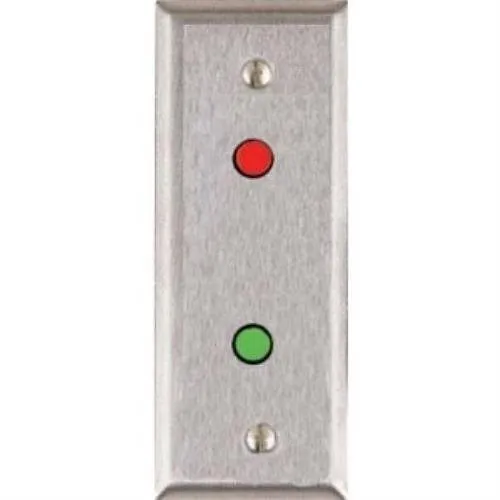 Alarm Controls RP-09SLIMLINE Narrow Remote Wall Plate with 1/2" Red and Green LEDs, Mounted Horizontally, Single Gang, Stainless Steel