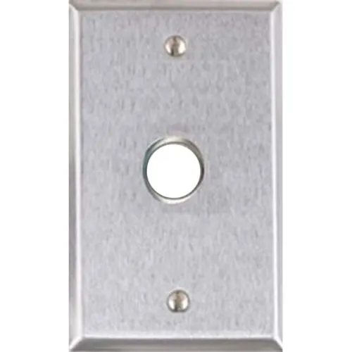 Alarm Controls RP-100 Remote Wall Plate with White Push Button, Single Gang, Stainless Steel
