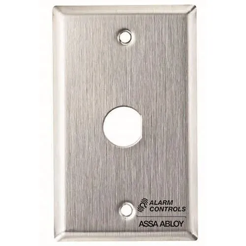 Alarm Controls RP-20 Remote Wall Plate with 3/4" "D" Hole for Ace Lock, Single Gang, Stainless Steel
