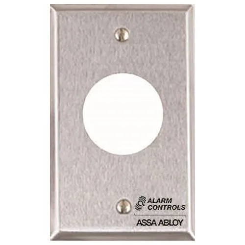 Alarm Controls RP-22 Remote Wall Plate with 1-1/8" Hole for Sonalert Audible Indicator, Single Gang, Stain Stainless Steel