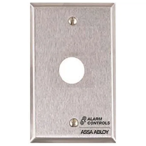 Alarm Controls RP-23 Remote Wall Plate with Hole for Piezo Sounders and Buzzers, Single Gang, Satin Stainless Steel