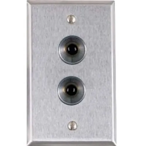 Alarm Controls RP-27A Remote Wall Plate with N/C Black Push Buttons, Guard Ring, Single Gang, Stainless Steel