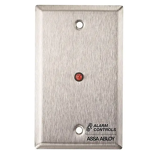 Alarm Controls RP-28LBLUE Remote Wall Plate with 1/2" Blue LED, Single Gang, Stainless Steel