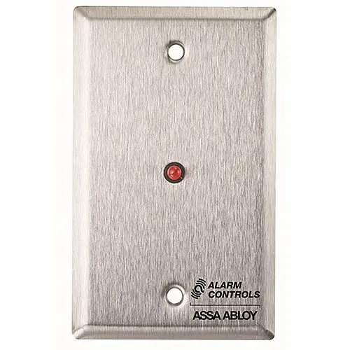 Alarm Controls RP-28LWH Remote Wall Plate with 1/2" Red LED, Single Gang, White Stainless Steel