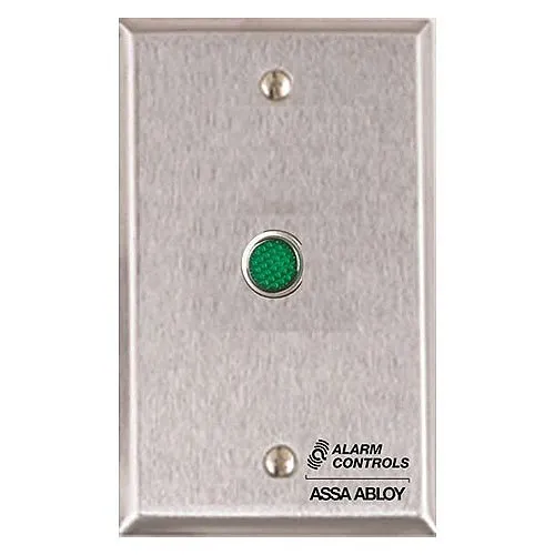 Alarm Controls RP-29LSLIMLINE Narrow Remote Wall Plate with 1/2" Green LED, Single Gang, Stainless Steel