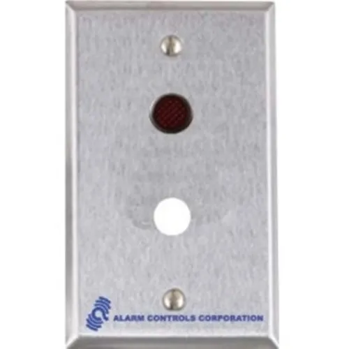 Alarm Controls RP-30L Remote Wall Plate with 1/2" Red LED, Single Gang, Stainless Steel