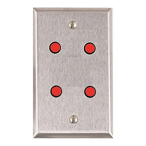 Alarm Controls RP-31 Remote Wall Plate with 1/4" Red LEDs, Single Gang, Stainless Steel