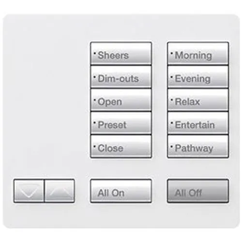 Lutron RR-T10RL-SW RadioRA Tabletop Designer Keypad, 10 Button w/ Raise and Lower, Snow White
