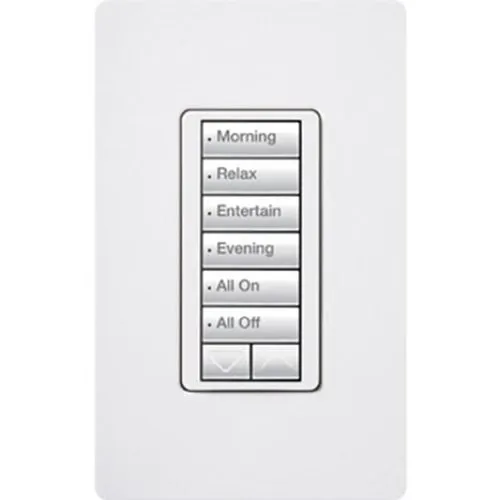 Lutron RRD-HN6BRL-WH RadioRA seeTouch CL Hybrid Keypad, 6-Button with Raise-Lower, White