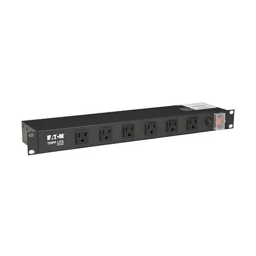 Eaton Tripp Lite RS-1215-RA 1U Rackmount Power Strip, 120V 15A, 5-15P, 12 Widely Spaced Right Angle Outlets, 15' Cord Wire