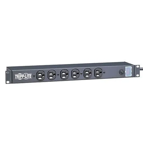 Eaton Tripp Lite RS-1215 1U rackmount power strip, 120V 15A, 5-15P, 12 outlets (6 front, rear), 15' (4.57 m) Cable
