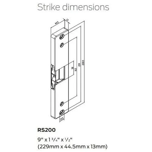 Locknetics RS200 Low Profile Electric Rim Strike, 1/2" Pullman Latch Throw with Multiple Spacers, Satin Stainless Steel