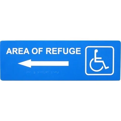 Alpha RSN7047L AREA OF REFUGE Sign, Left Arrow, Blue