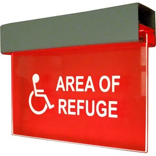 Alpha RSN7050D 120V LED AREA OF REFUGE Sign, Double Side, Red