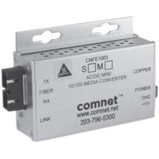 ComNet CNFE1002SAC1B-M Small Media Converter, B, ST Connector, AC/DC Power, Single Mode, Fiber, 100Mbps