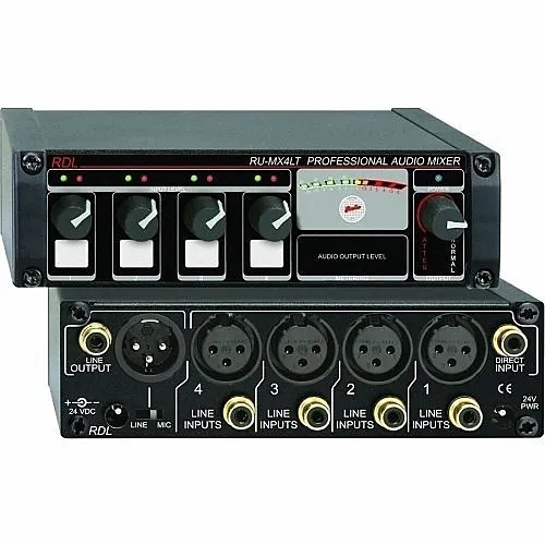 RDL RU-MX4LT RACK-UP Series Professional 4-Channel Line Level Mixer with Transformer, Microphone and Line Output