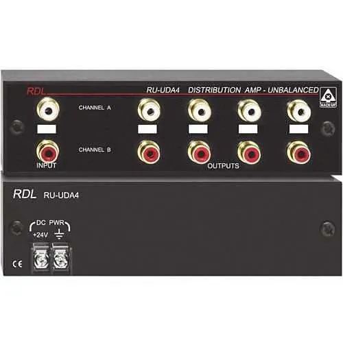 RDL RU-UDA4 Stereo Audio Distribution Amplifier, 2x4 RCA Jacks