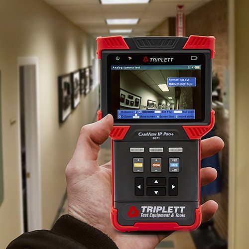Triplett 8071 Camview IP Pro+ IP and Analog Security Camera Tester. H.265, AHD 2.0, HD-TVI 3.0, HD-CVI 3.0, and NTSC/PAL