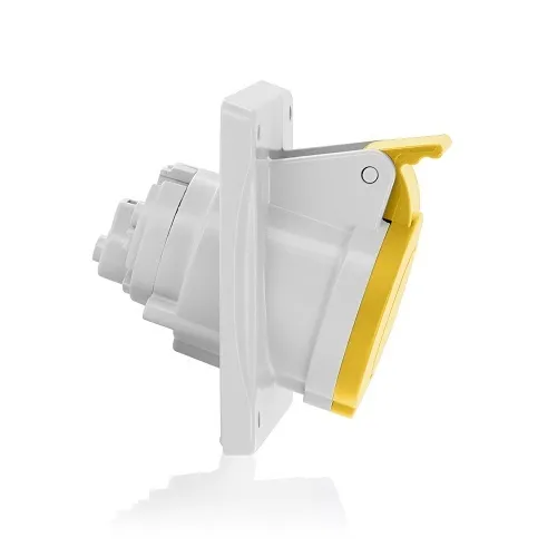 Leviton S216-R4 P/S Receptacle 16A 100-130V, 2-Pole, 3-Wire, Clear Position, Yellow