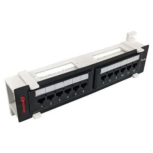 Simply45 S45-2512 Network Patch Panel, 12 Port CAT5E, Loaded