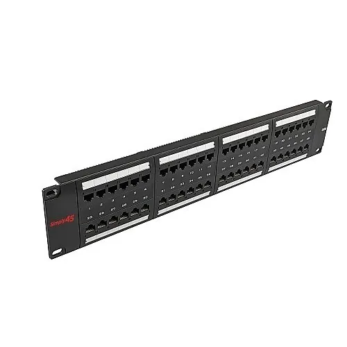 Simply45 S45-2548, 48-Port Loaded Cat5e UTP Patch Panel, RU